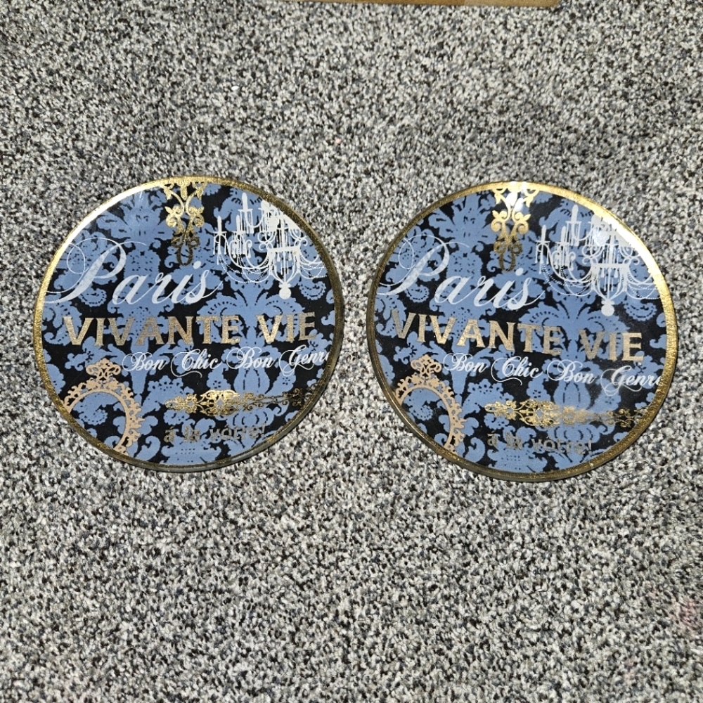 Gold plated Paris themed saucers